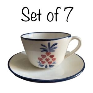 Set of 7 N.S. Gustin Co pineapple cup and saucer